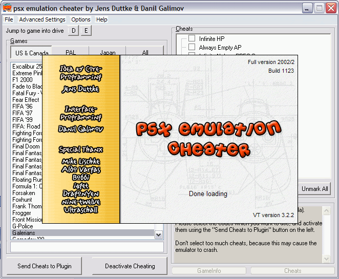 PSX Emulation Cheater 2.2 Утилиты PSX Каталог файлов Территория PlayStation