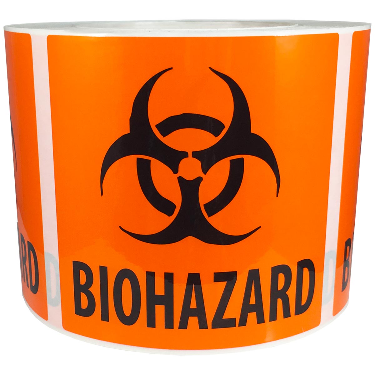 Laminated DOT Biohazard Warning Labels Large 4" x 4"