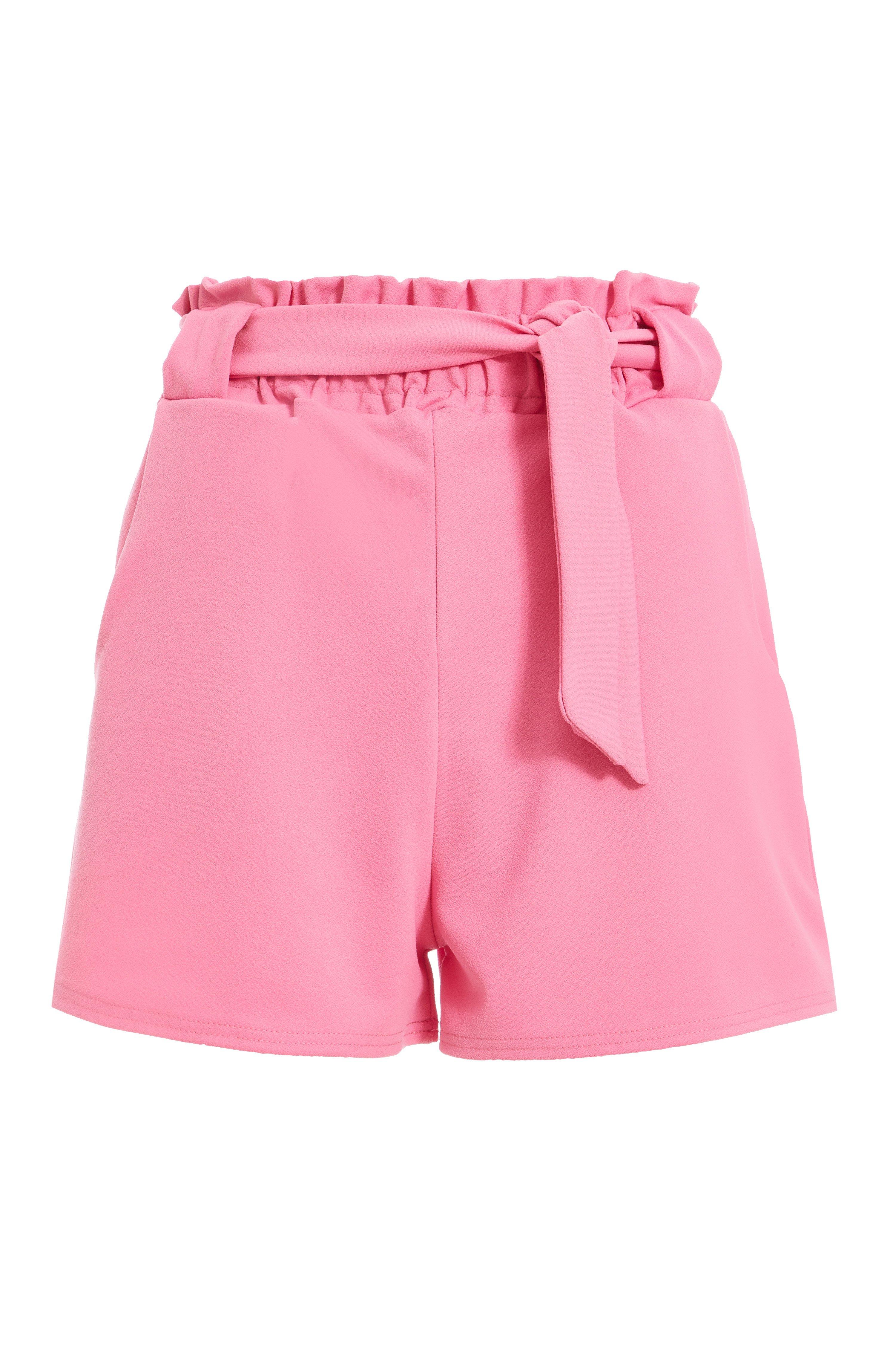 Pink Paper Bag Belted Shorts Quiz Clothing
