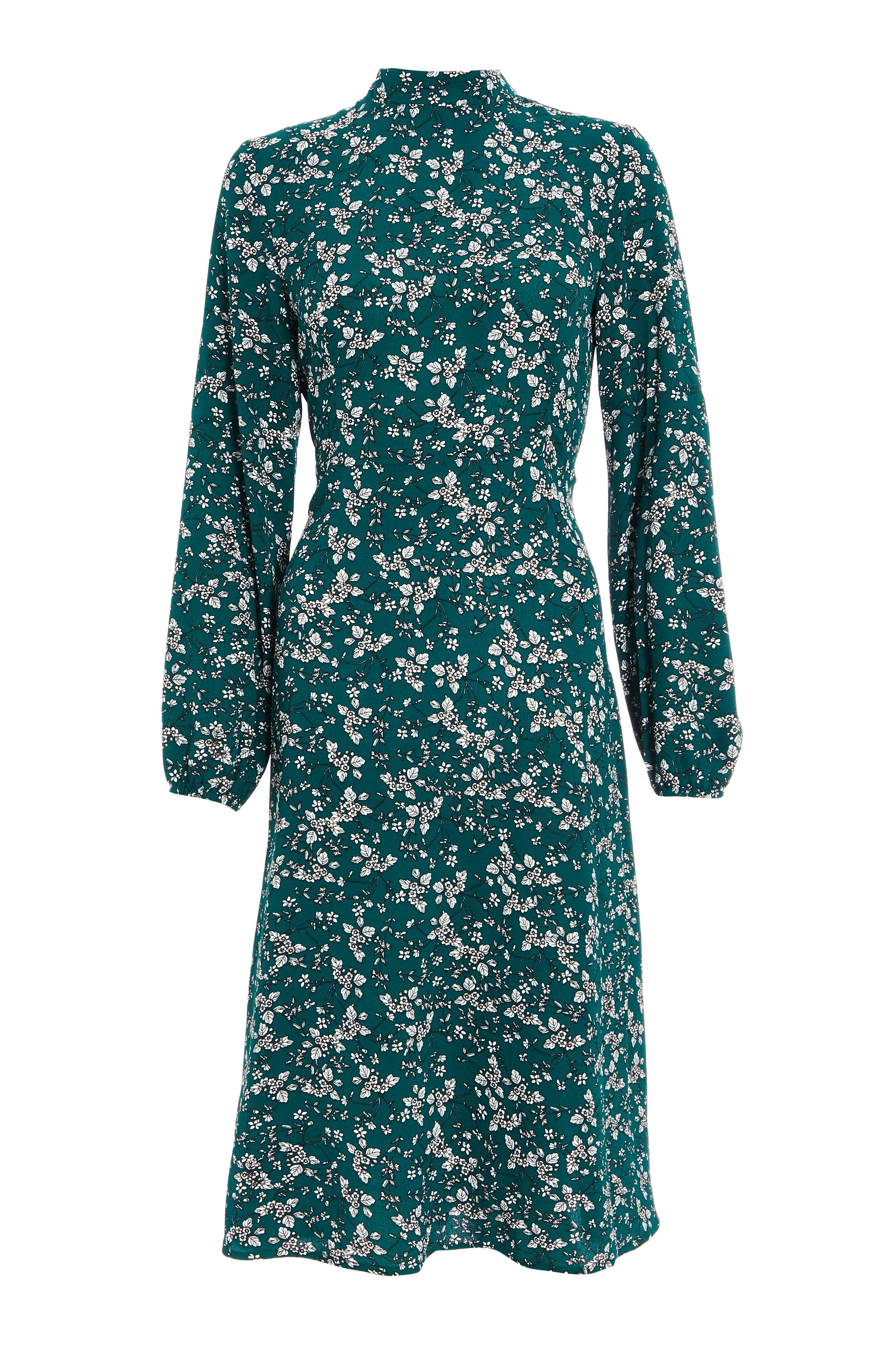Green Floral Print Midi Dress Quiz Clothing