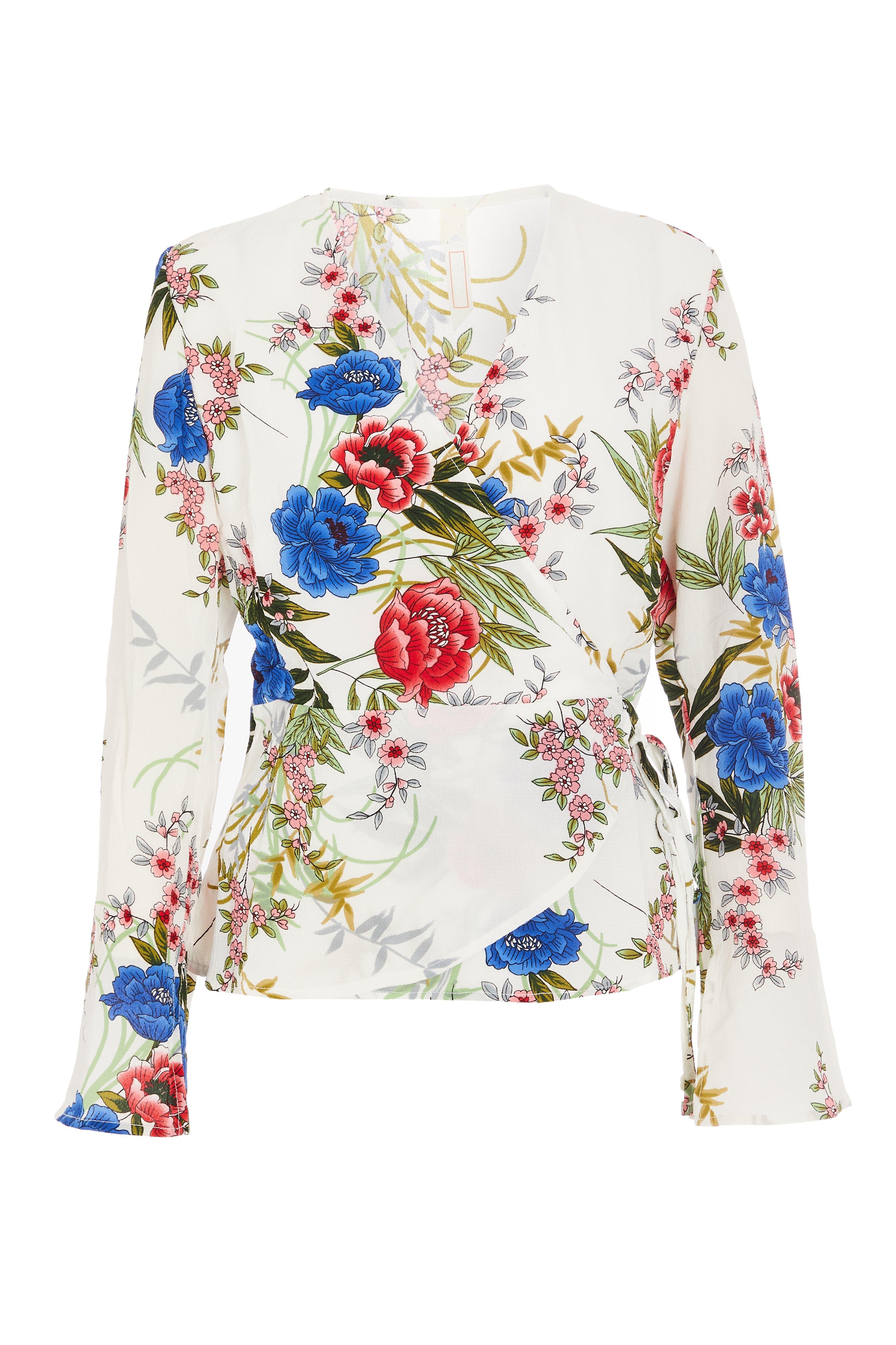 White Floral Peplum Top Quiz Clothing