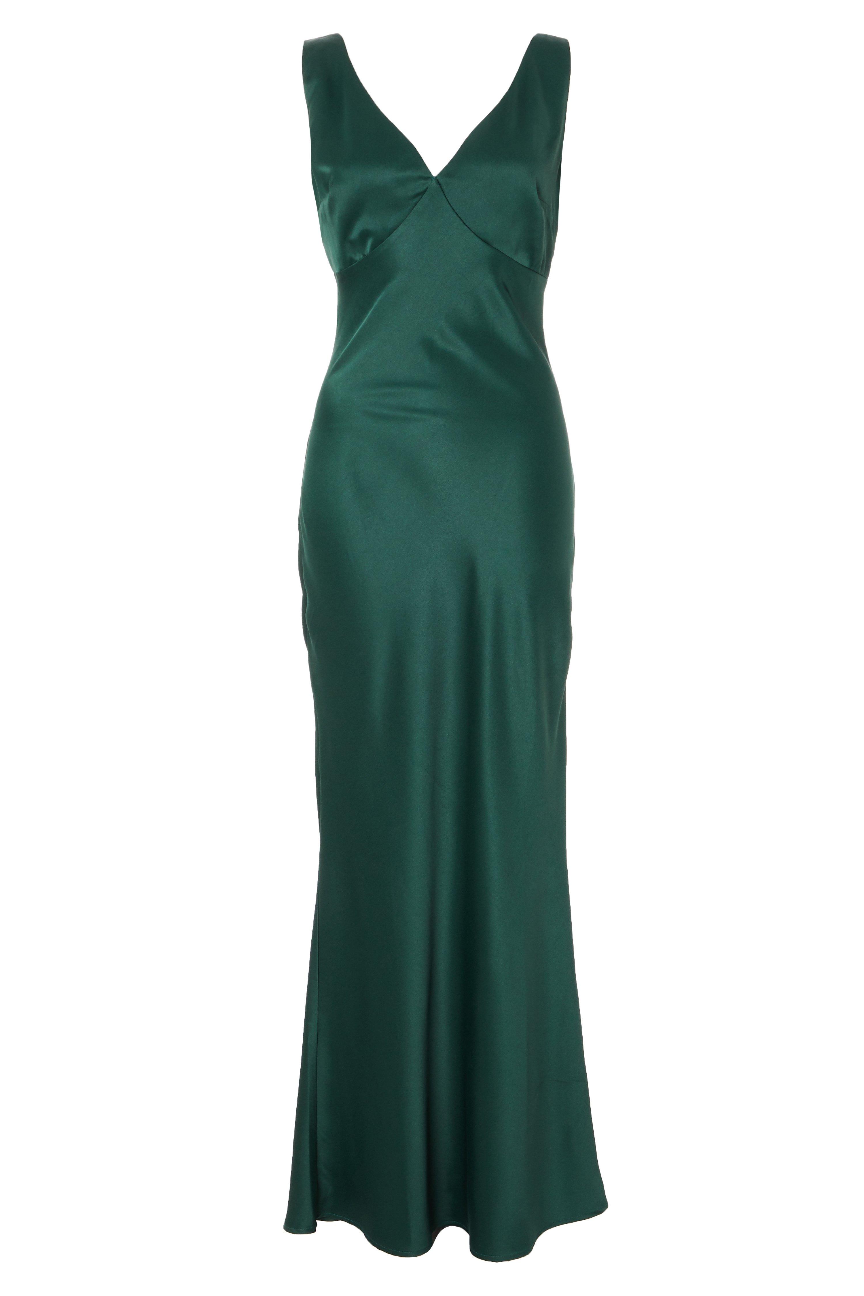 QUIZ green Satin dress Dresses Images 2022