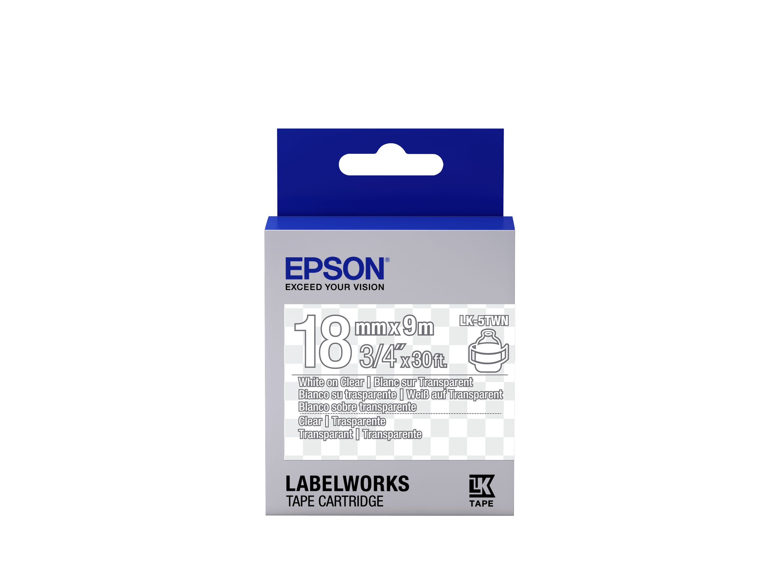 Epson Transparent Tape LK5TWN Clear White/Clear 18/9