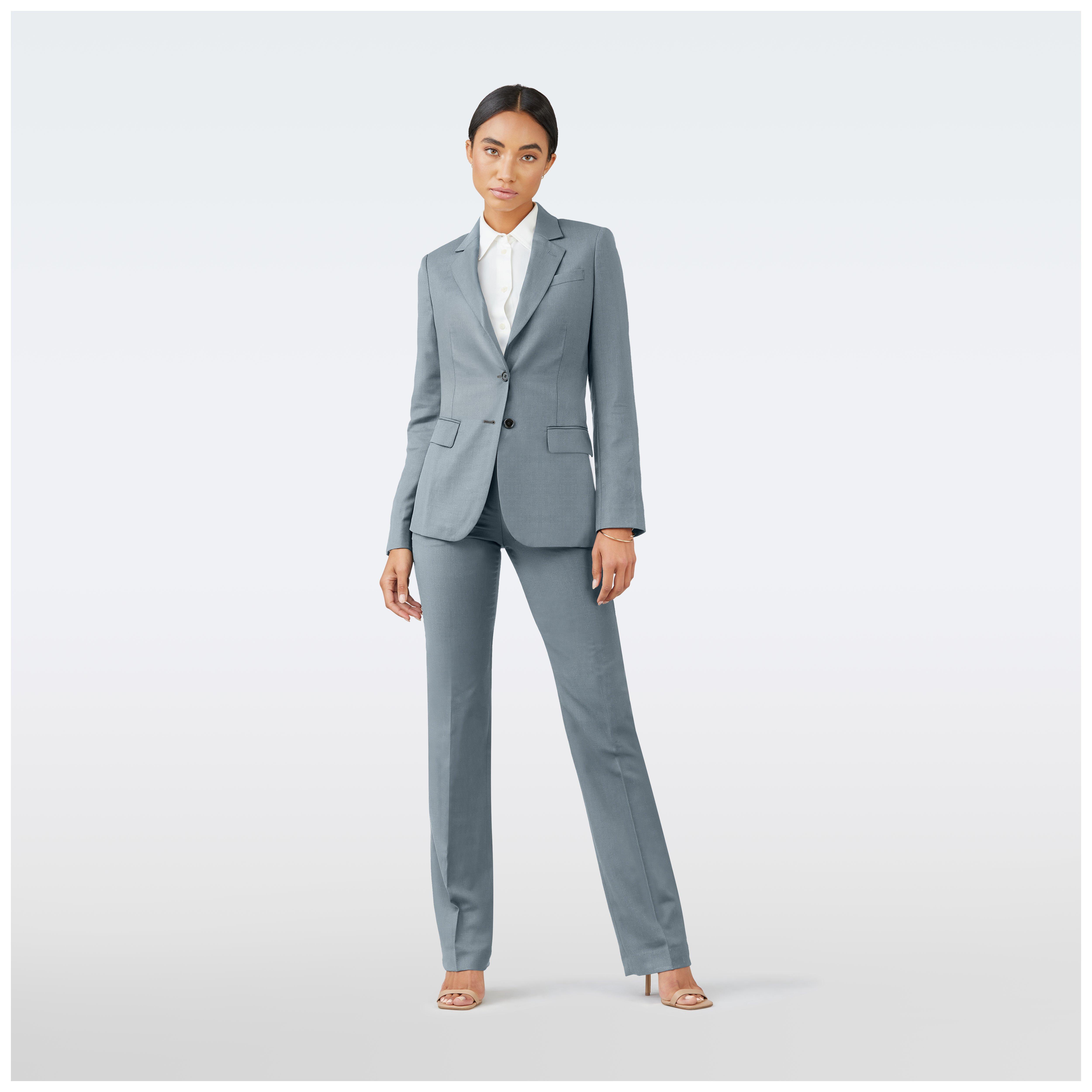 Custom Blazers Made For You Kelly Wool Silk Dove Gray Blazer Women