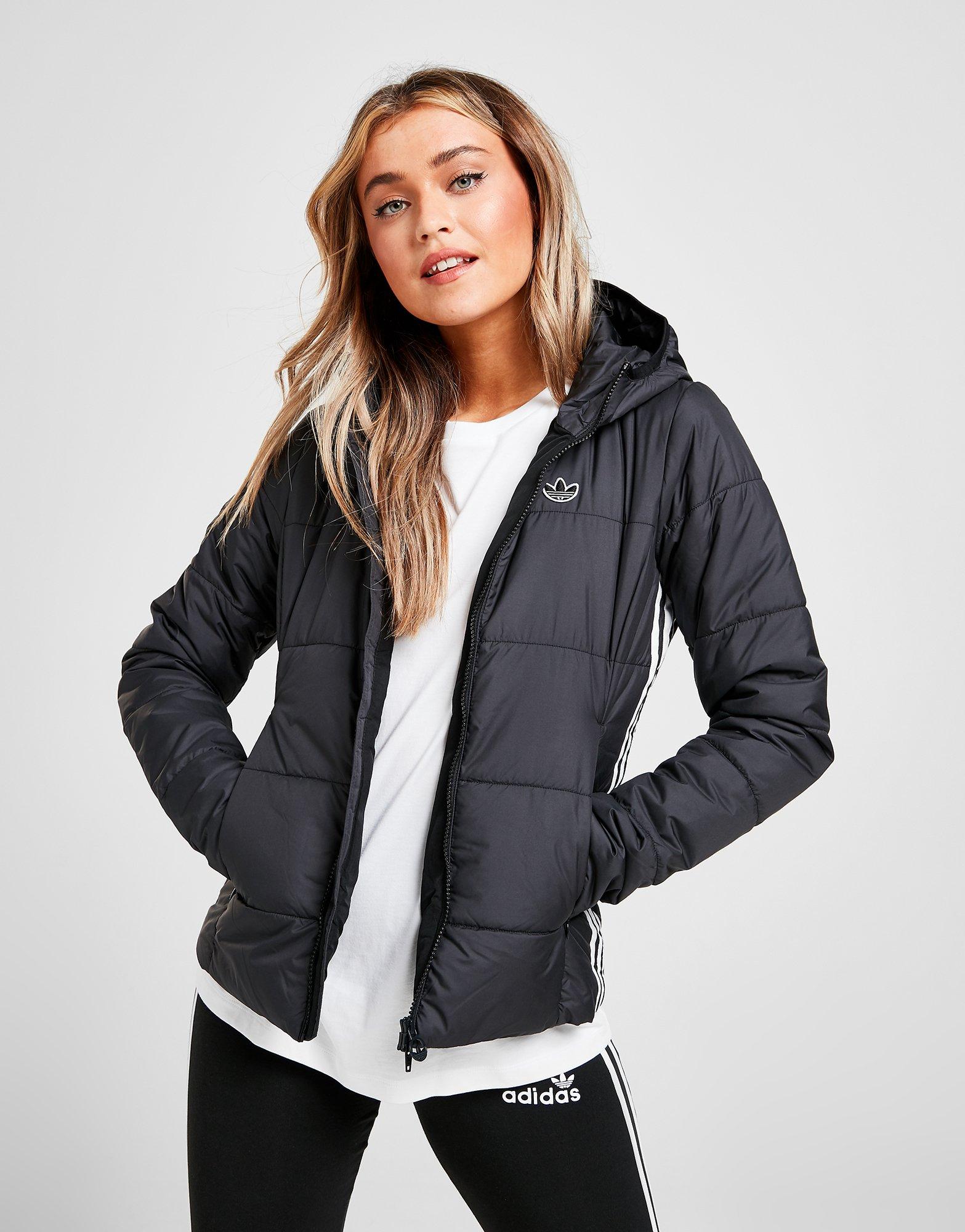 Black Adidas Originals 3-Stripes Slim Puffa Jas Dames | Jd Sports