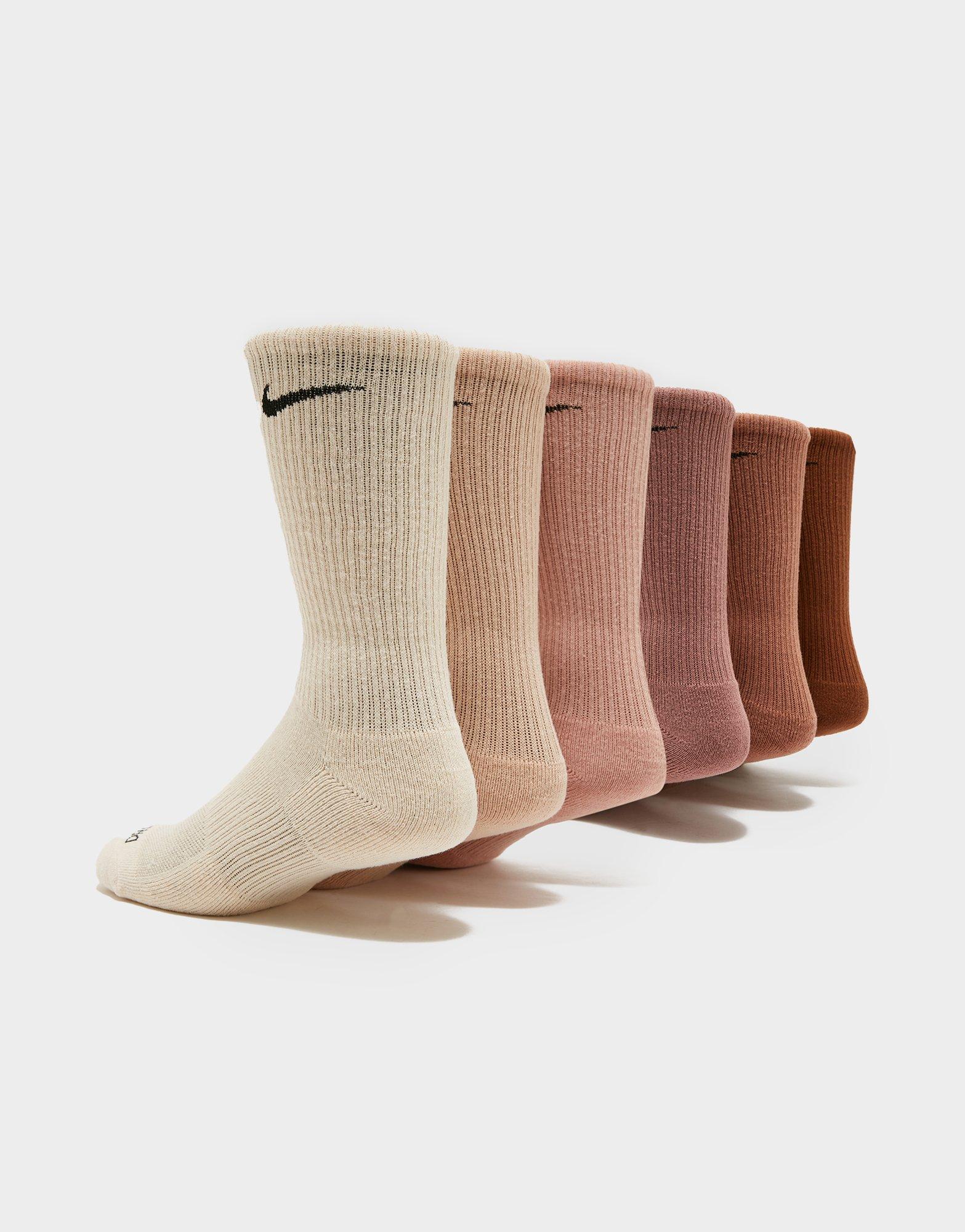 Brown Nike 6Pack Everyday Cushioned Training Crew Socks JD Sports UK