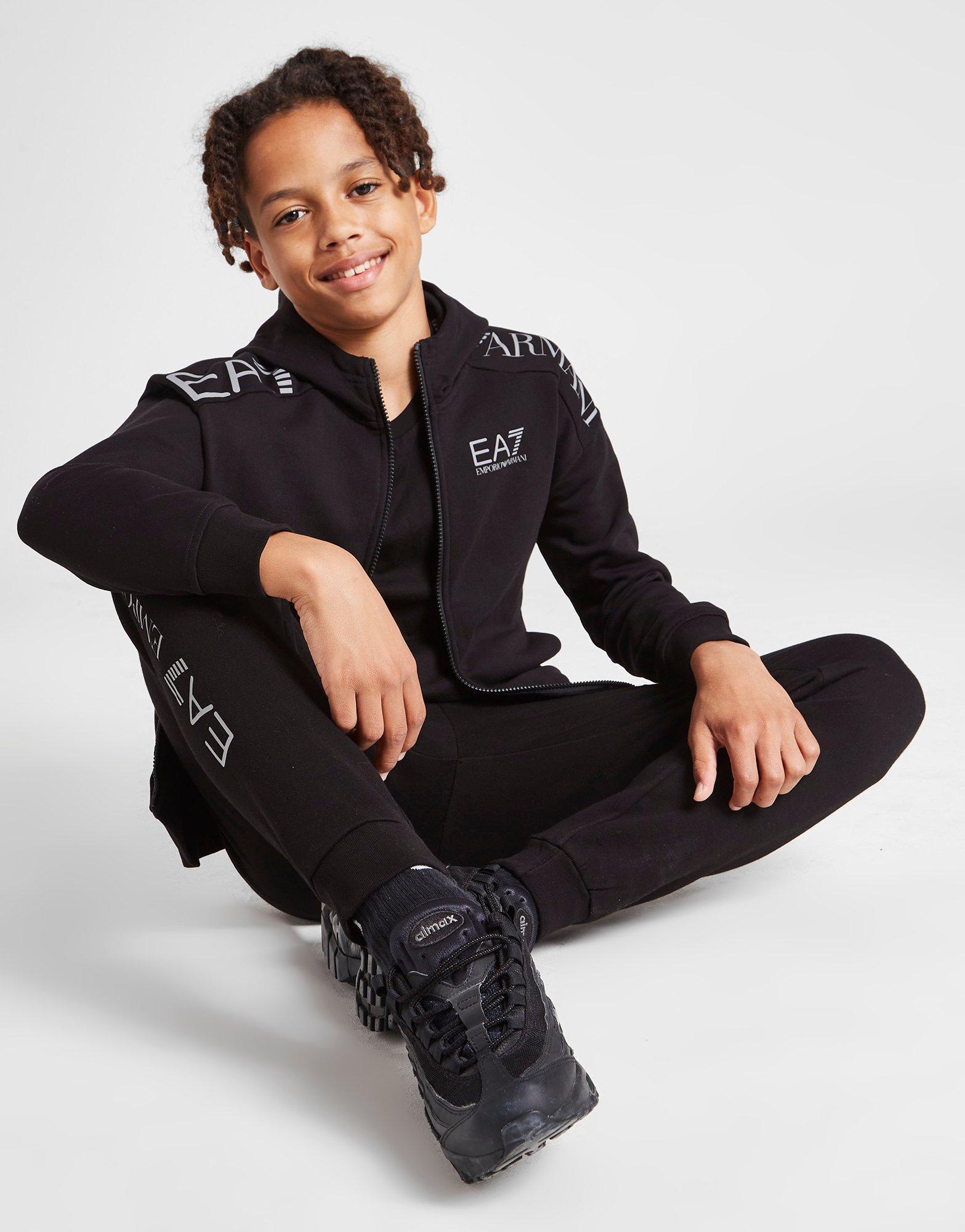 Black Emporio Armani EA7 Train Logo Full Zip Hoodie Junior JD Sports NZ