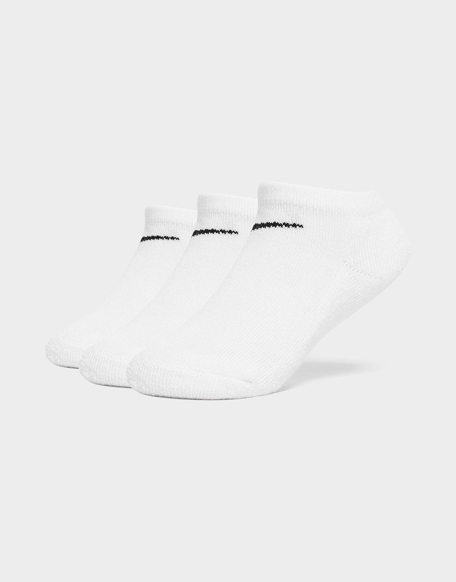 White Nike 3 Pack Invisible Socks Junior JD Sports UK