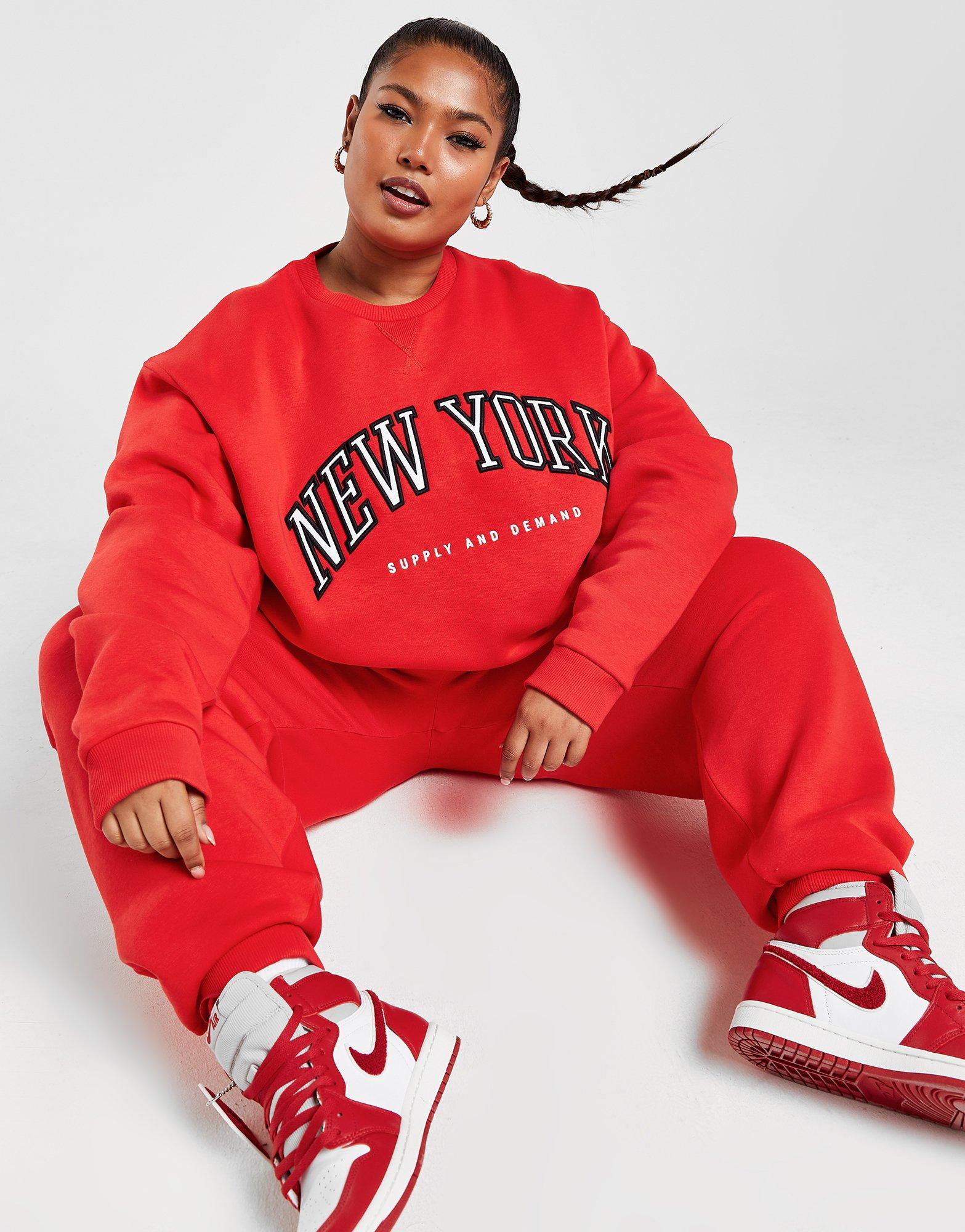 Rood Supply & Demand Plus Size Varsity Crew Sweatshirt JD Sports Nederland