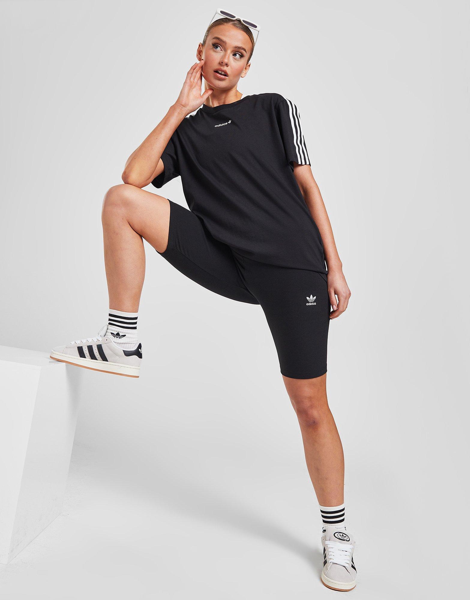 Black adidas Originals Essential Ribbed Cycle Shorts JD Sports UK