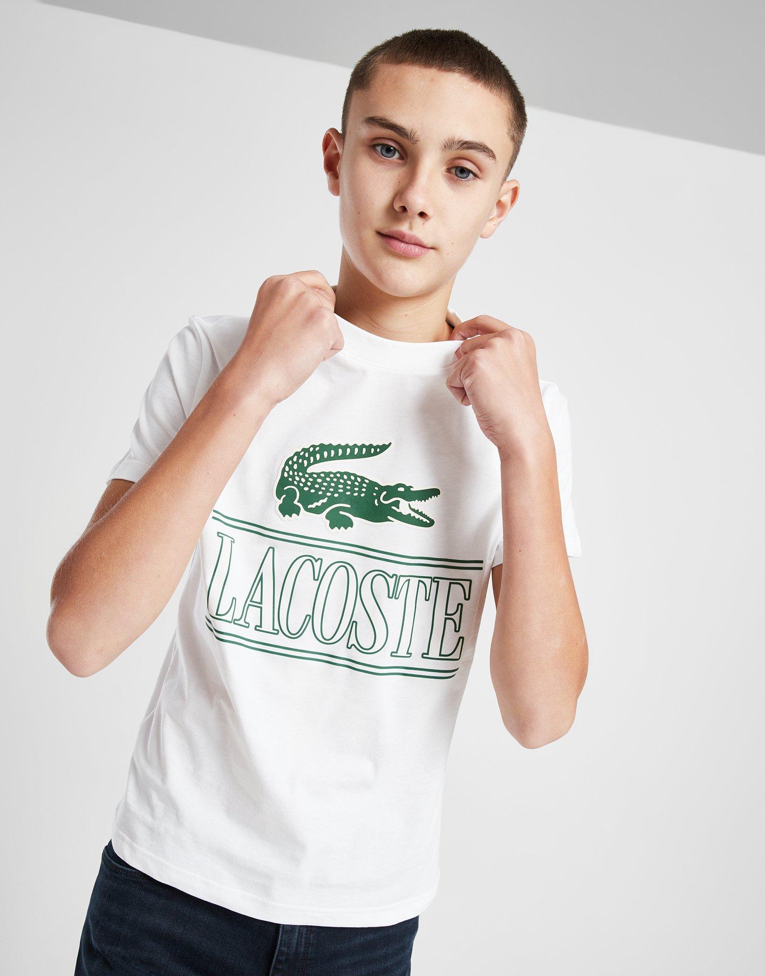 Lacoste Croc Graphic TShirt Junior in Bianco JD Sports