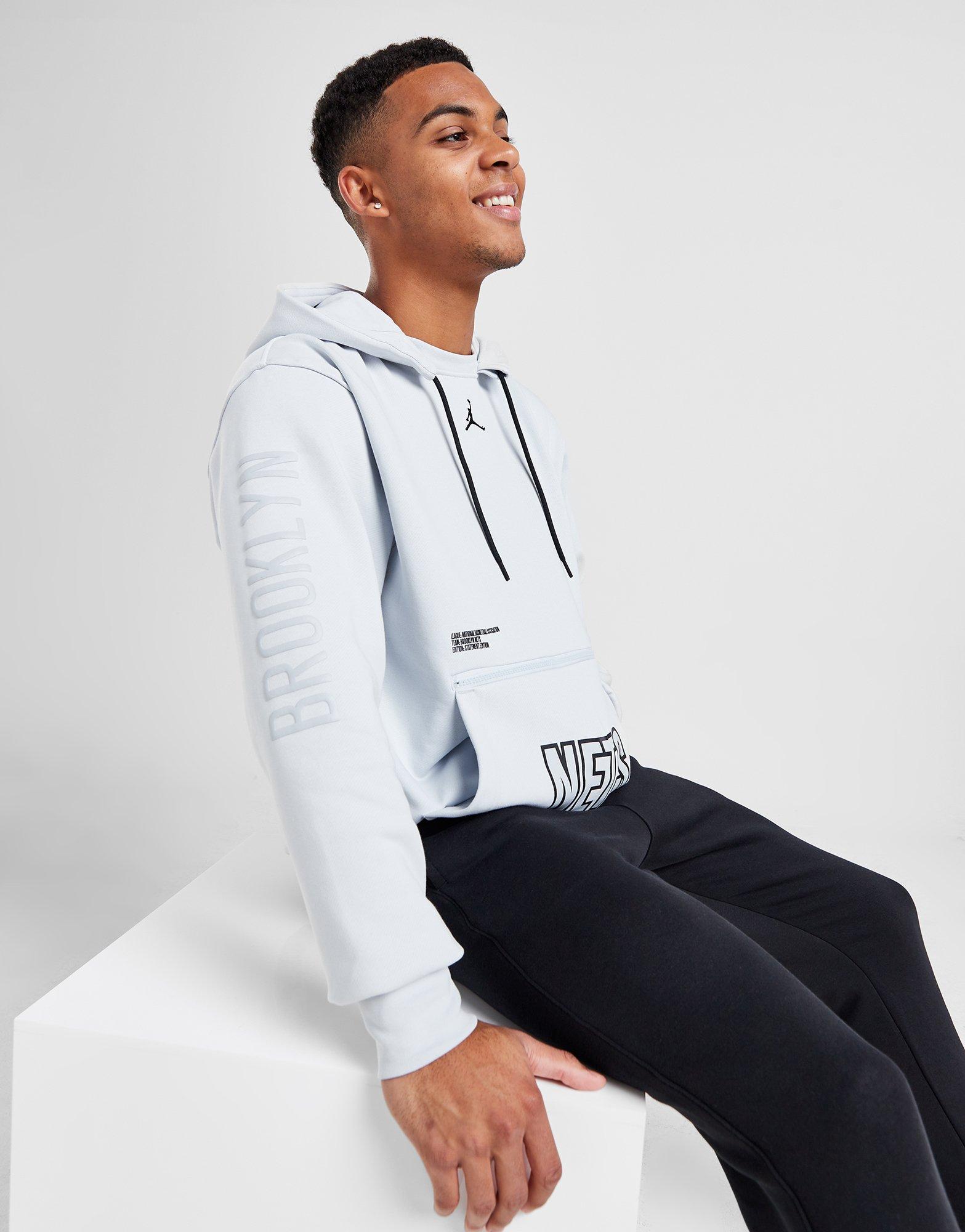 Grey Jordan NBA Brooklyn Nets Fleece Pullover Hoodie JD Sports