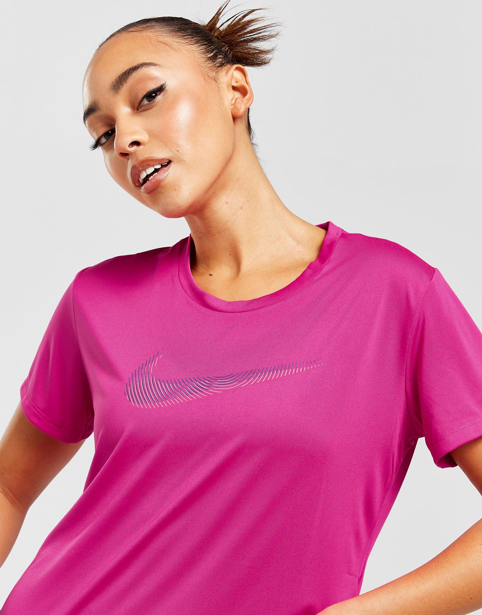 Pink Nike Training Swoosh Short Sleeve TShirt JD Sports UK