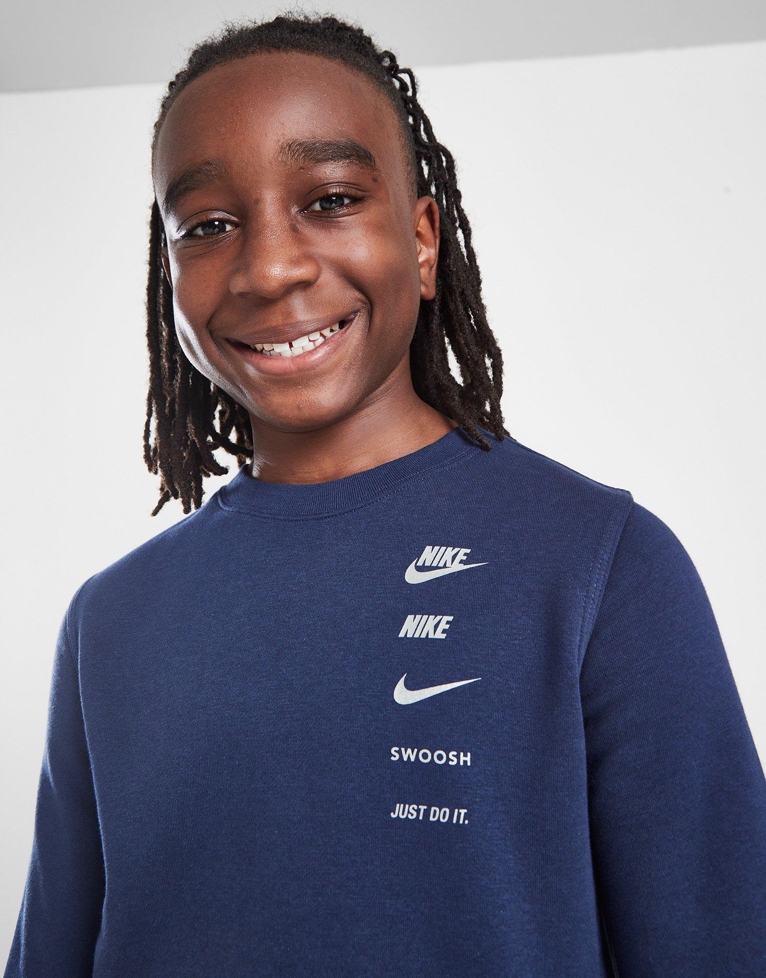 Blue Nike Multi Logo Crew Sweatshirt Junior JD Sports