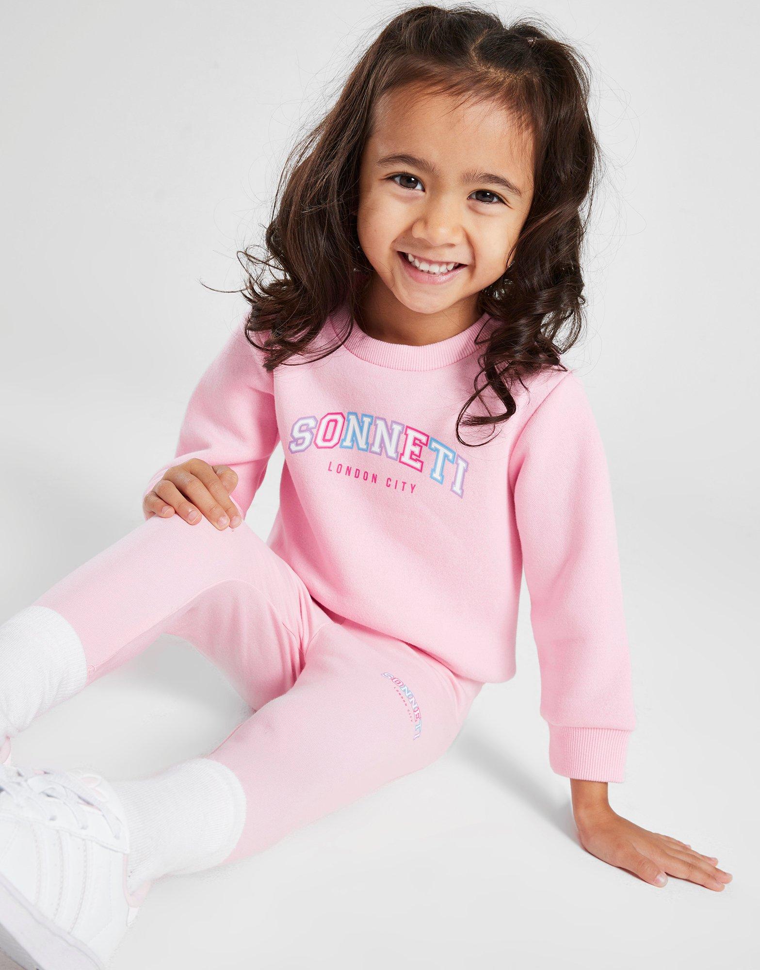 Pink Girls' Micro Polly Crew/Leggings Set Children JD Sports