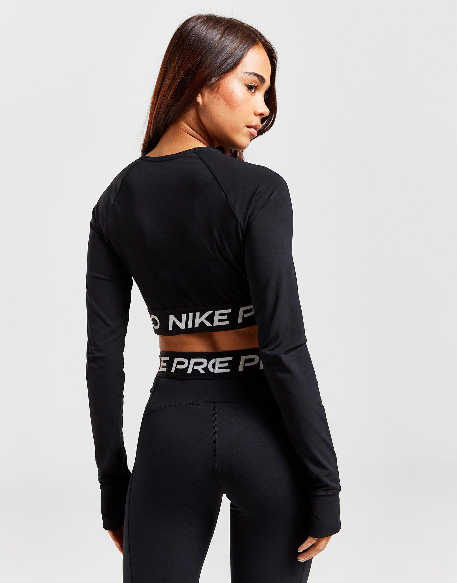 Black Nike Training Pro Long Sleeve Crop Top JD Sports UK