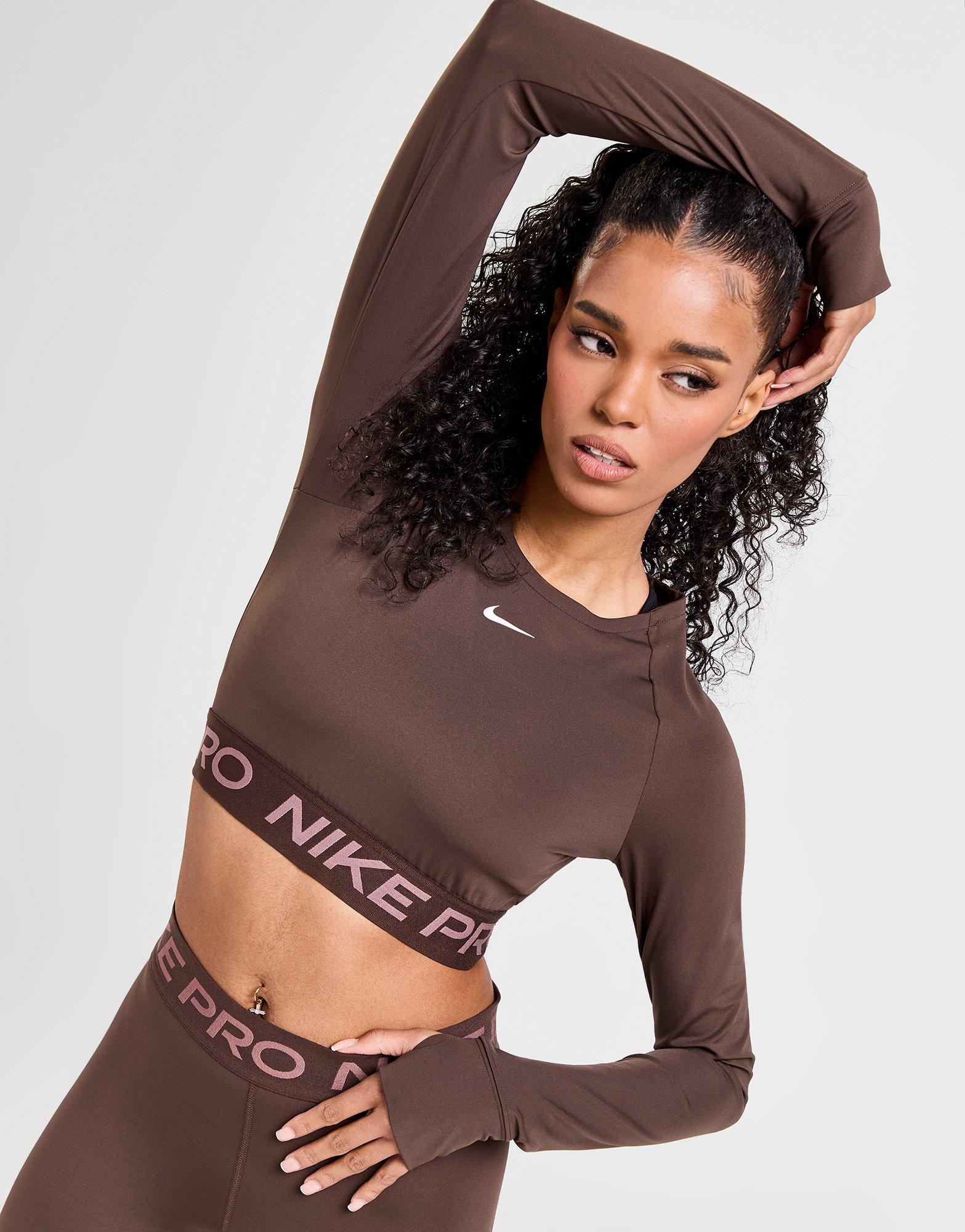 Nike Training Pro Long Sleeve Crop Top em Branco JD Sports