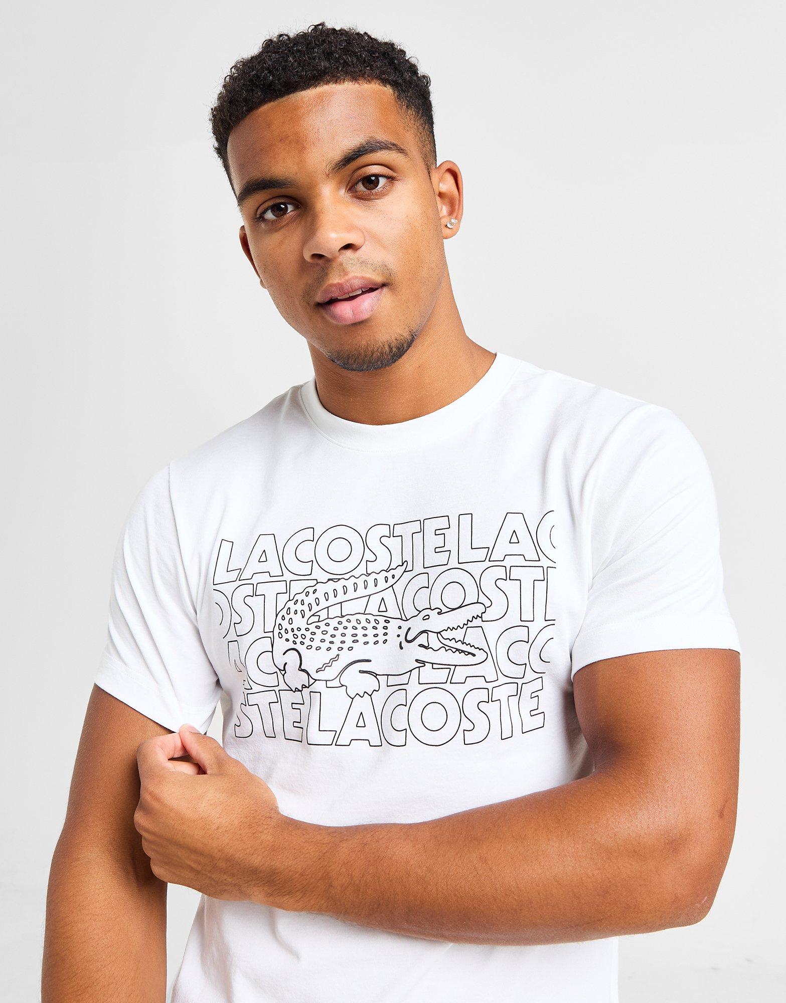 White Lacoste Croc Wordmark Graphic TShirt JD Sports