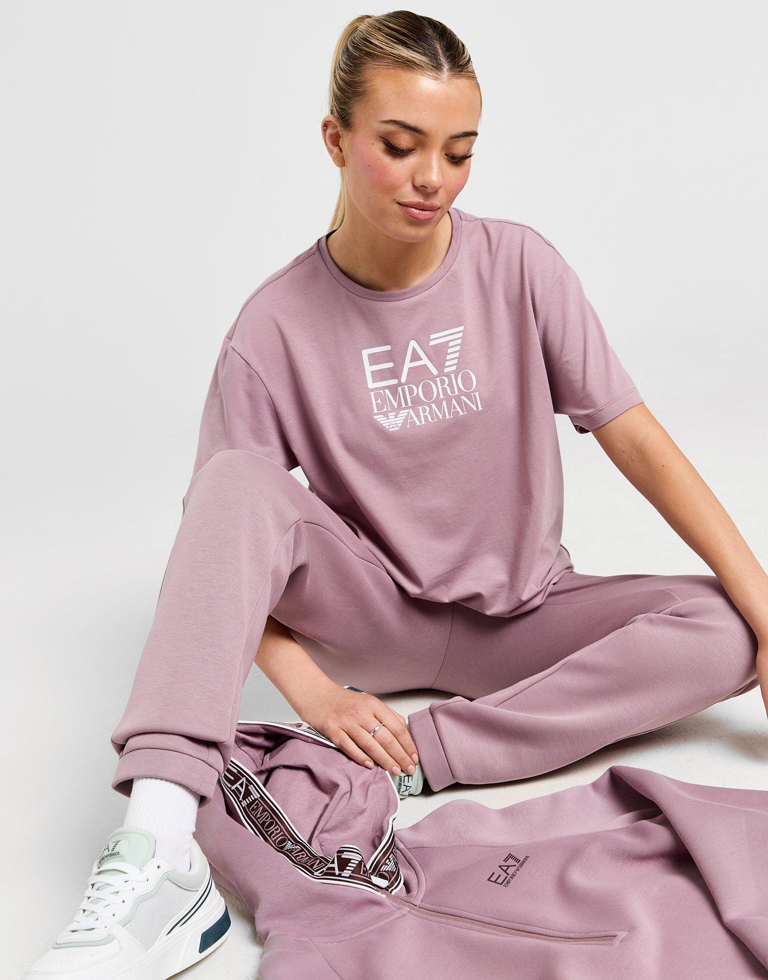 Purple EA7 Emporio Armani Box Logo Boyfriend TShirt JD Sports