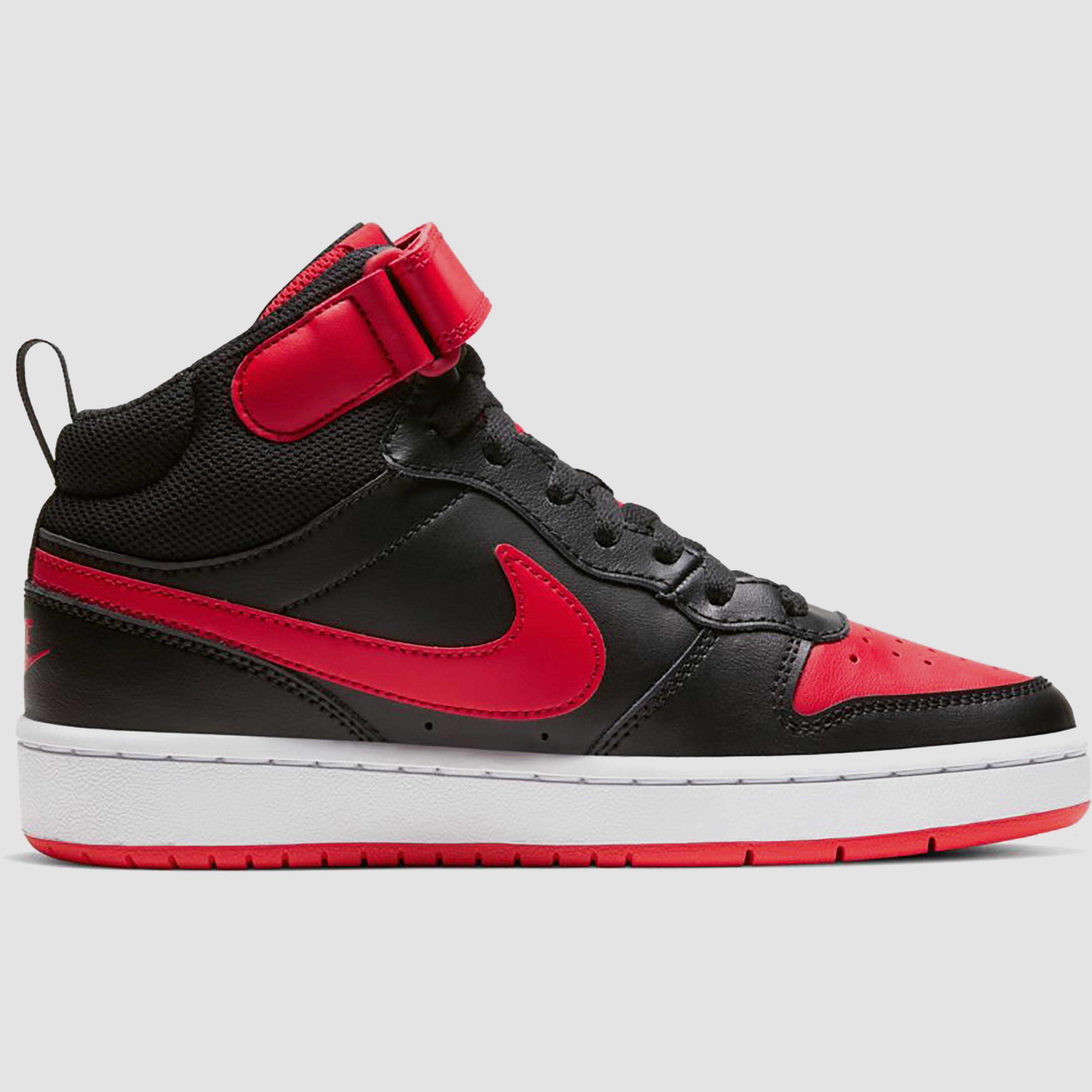 Nike Court Borough Mid 2 Sneakers Zwart/Rood Kinderen