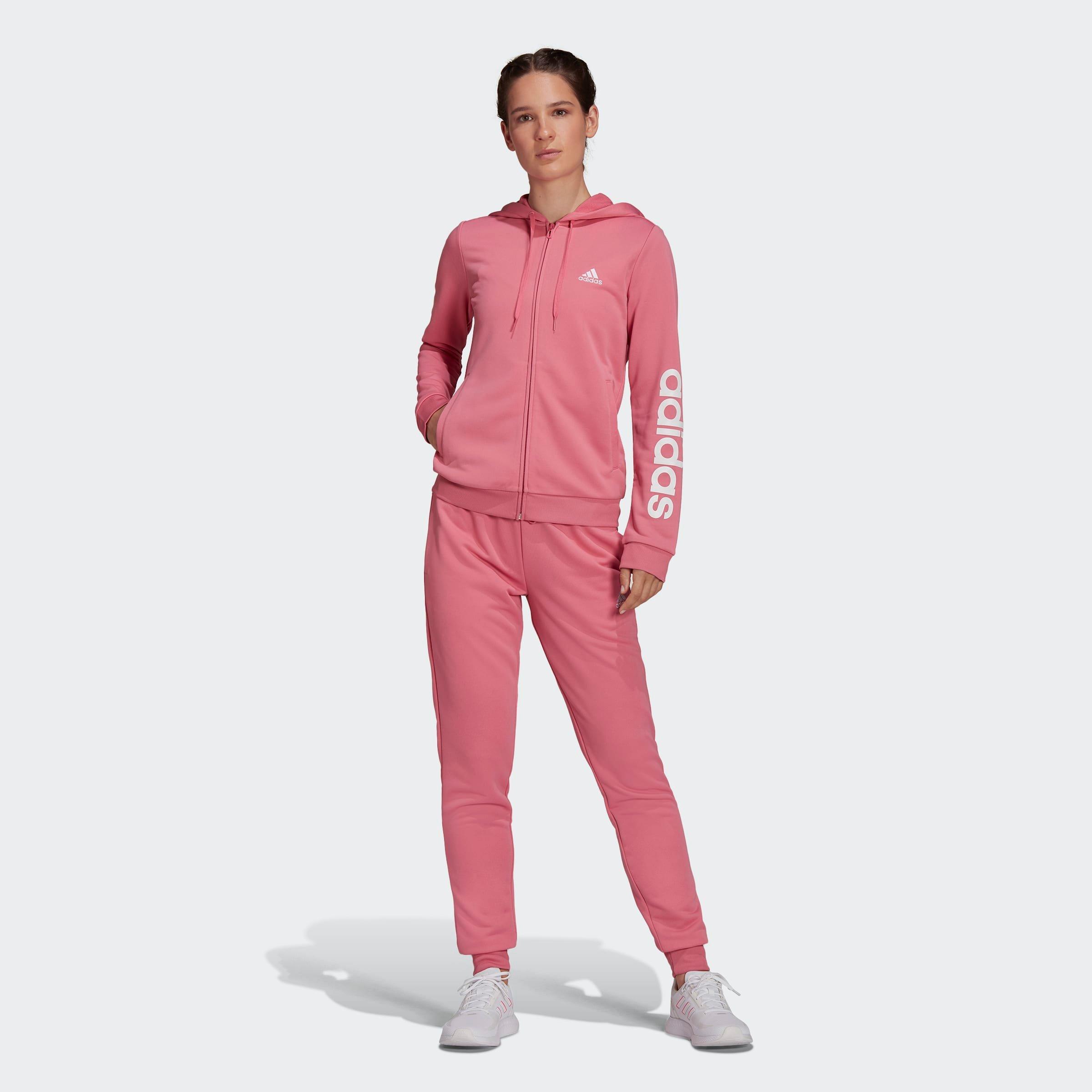 Adidas Essentials Logo French Terry Trainingspak Roze Dames