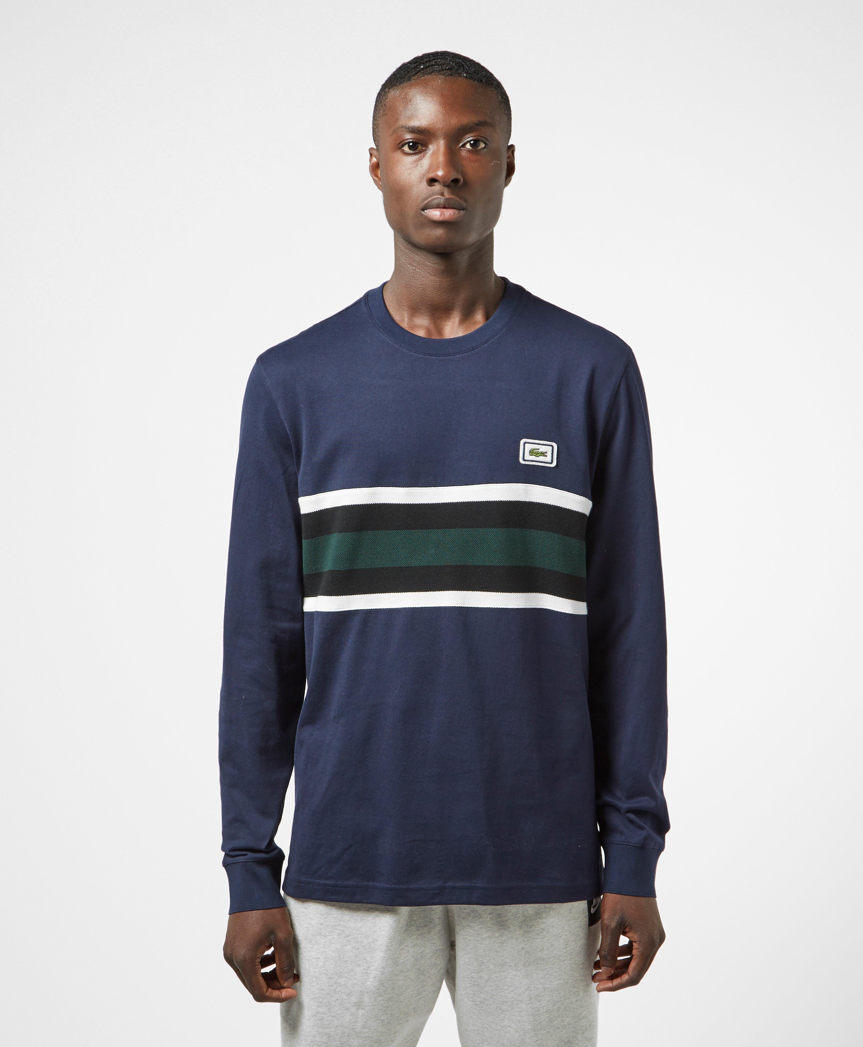 Lacoste Badge Stripe Long Sleeve TShirt scotts Menswear