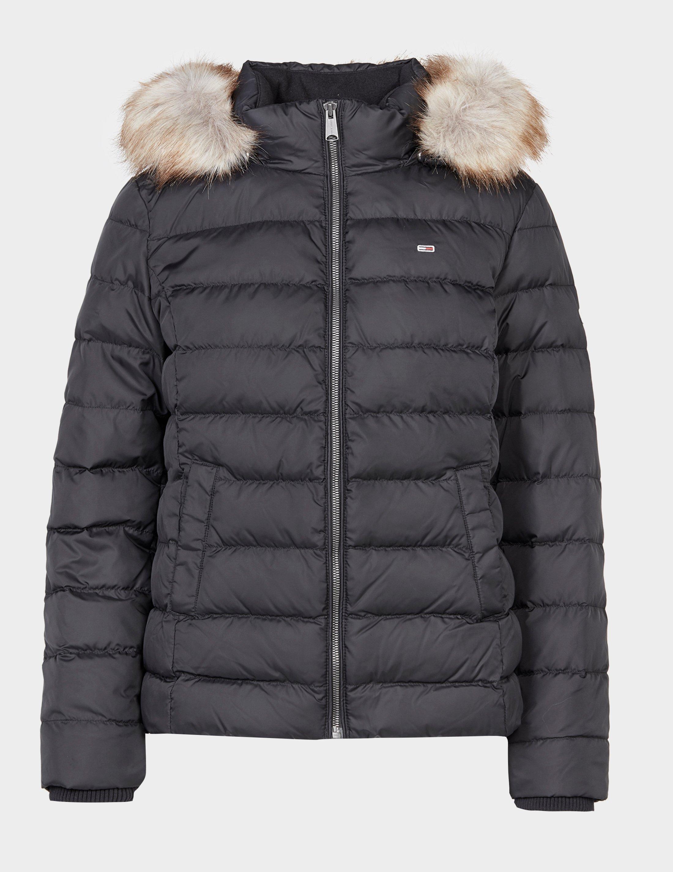 Black Tommy Jeans Essential Down Jacket Tessuti