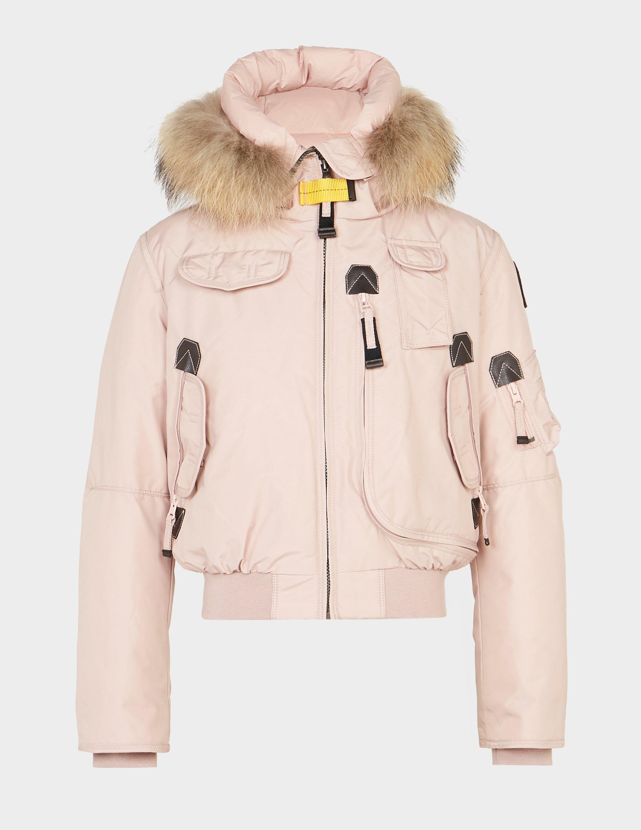 Pink Parajumpers Gobi Fur Jacket Tessuti