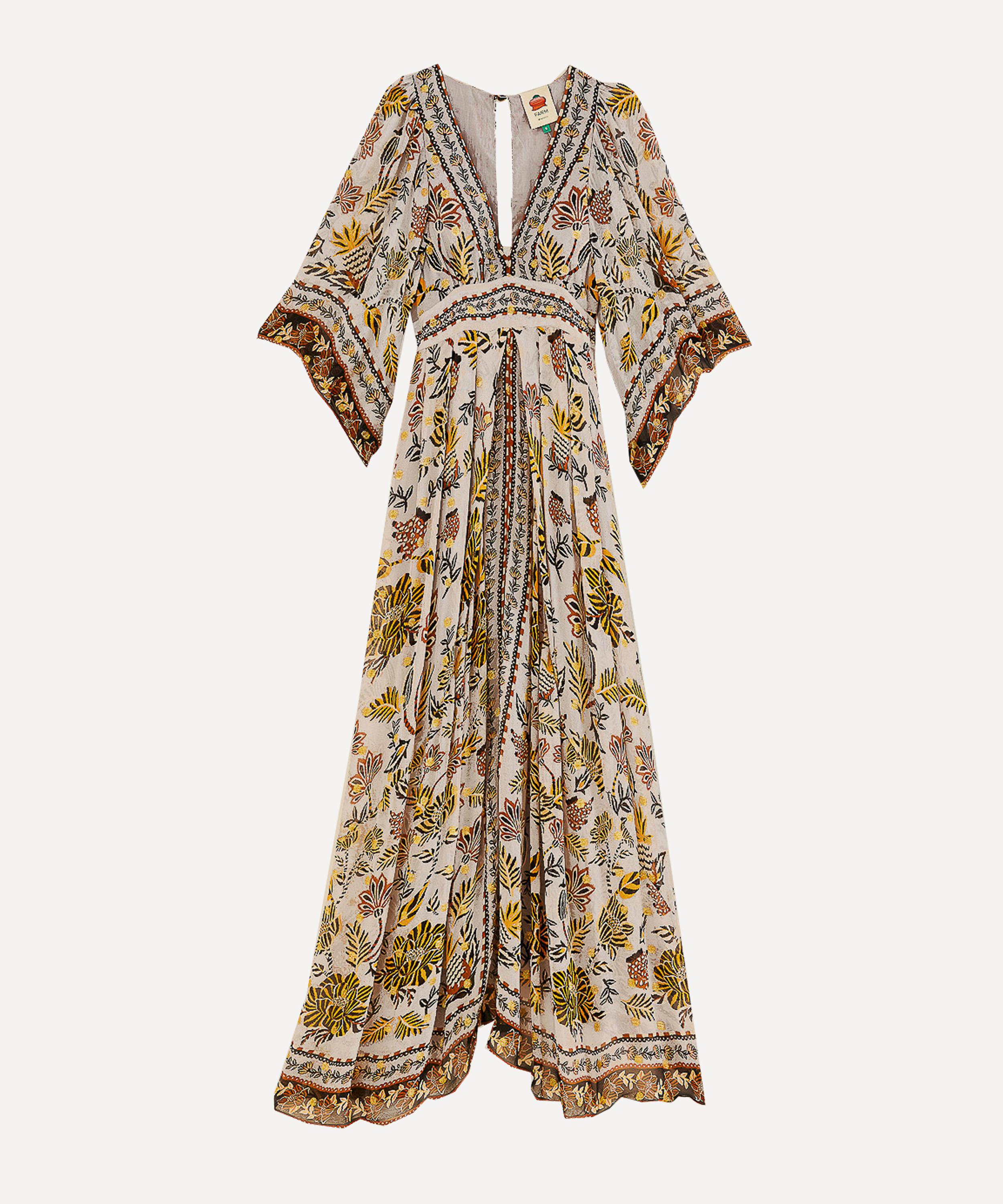 FARM Rio Silver Floral Tapestry MaxiDress Liberty