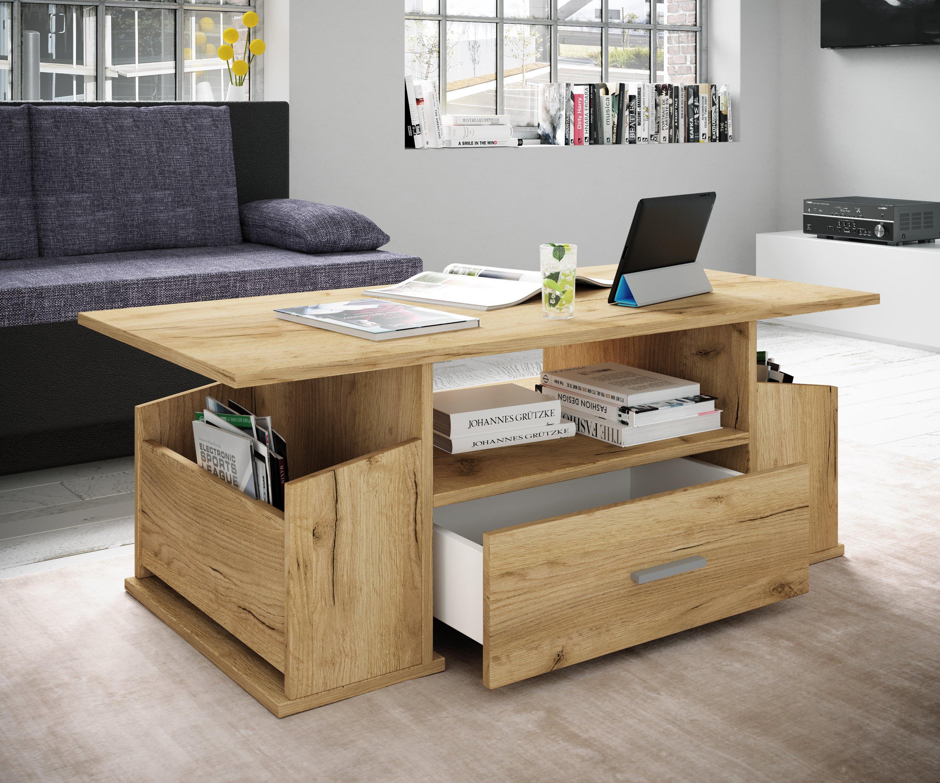 VCM Holz Beistelltisch Couchtisch Sofatisch Wohnzimmertisch Schublade