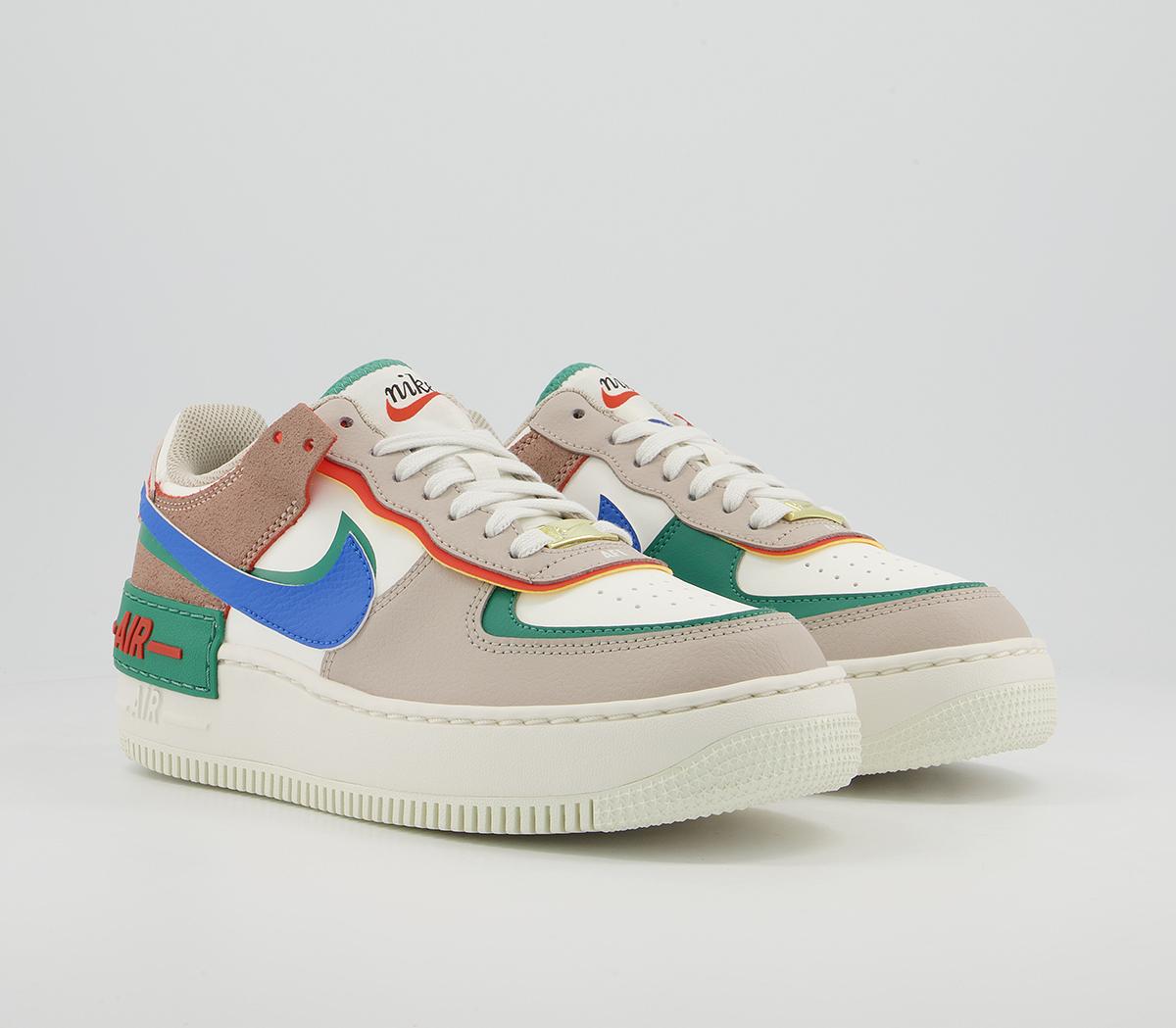 Nike Air Force 1 Shadow Trainers Sail Signal Blue Green Noise Cream