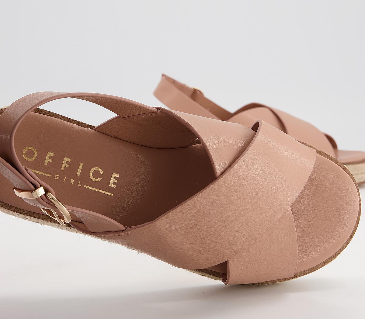 Office Myself Cross Vamp Espadrilles Nude Mid Heels