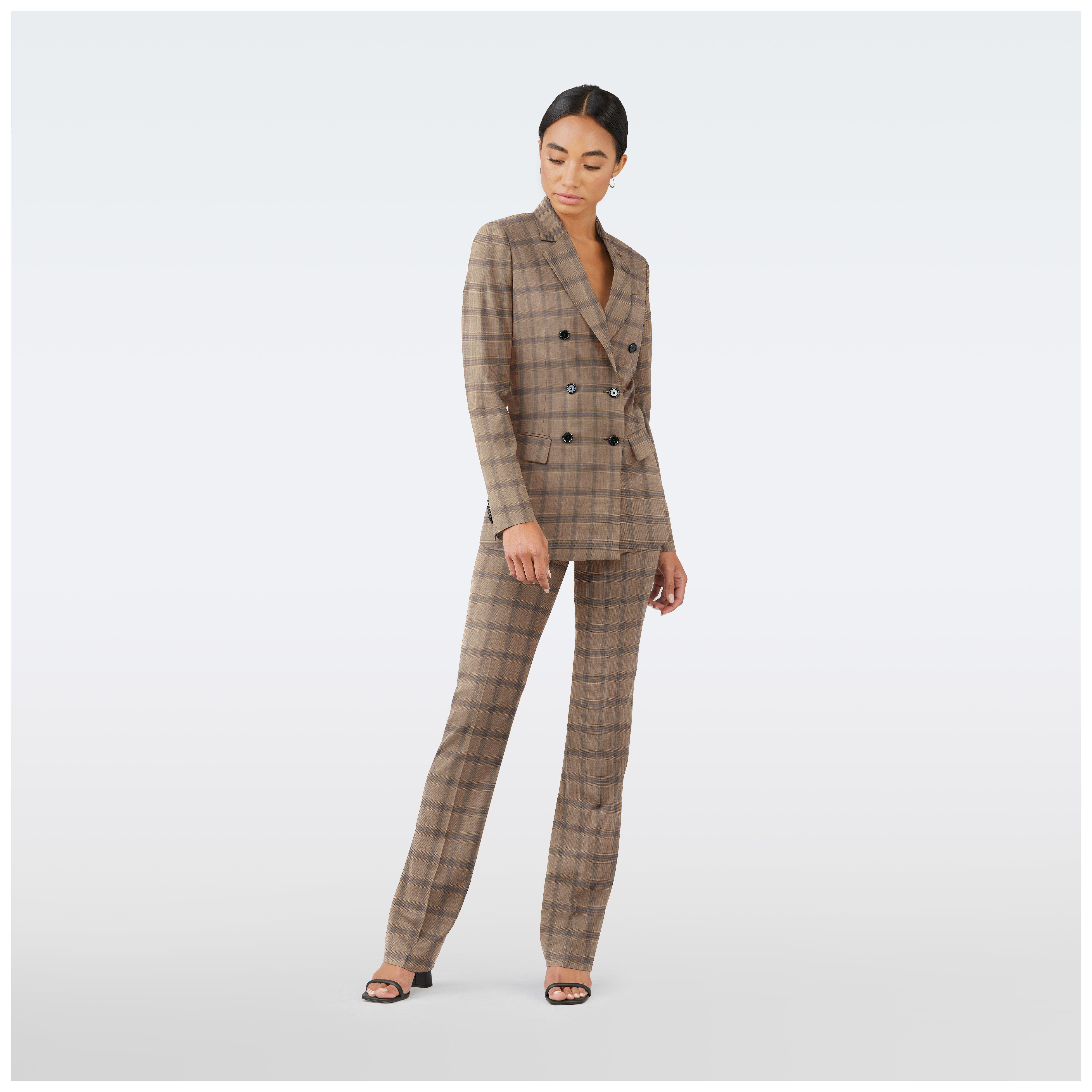 Custom Blazers Made For You Kettering Plaid Light Brown Blazer Women