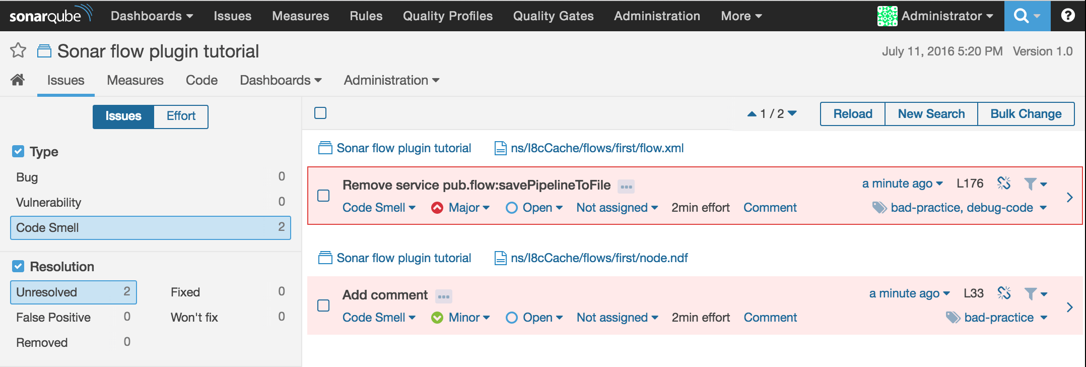 Quick setup sonarflowplugin