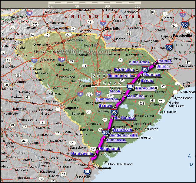 Map Of I 95 South Carolina I95 South Carolina