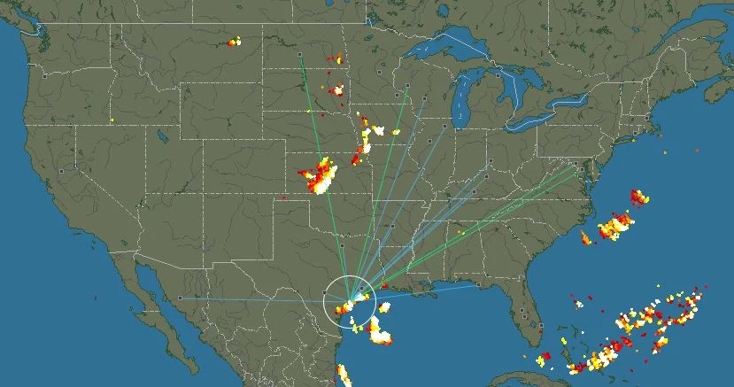 Map Show Current Lightning Strikes In Almost Real Time