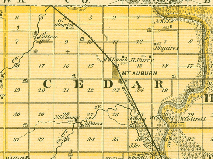 1875 Map of Cedar Township, Benton County, Iowa