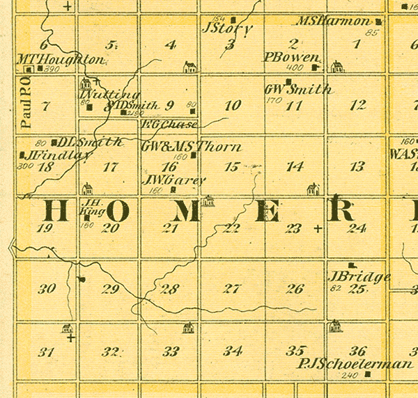 1875 Map of Homer Township, Benton County, Iowa