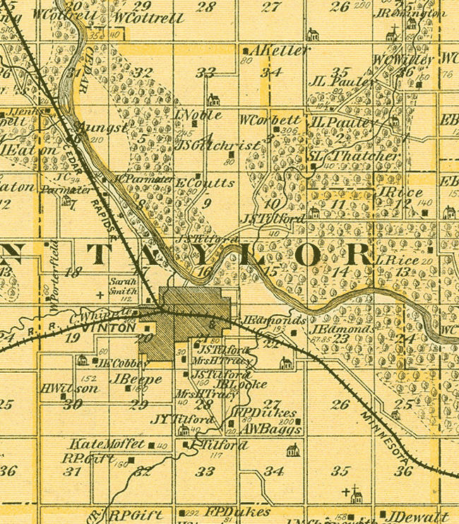 1875 Map of Taylor Township, Benton County, Iowa