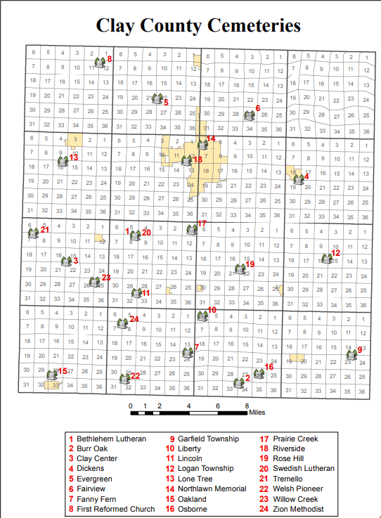 Cemeteries, Clay County, Iowa