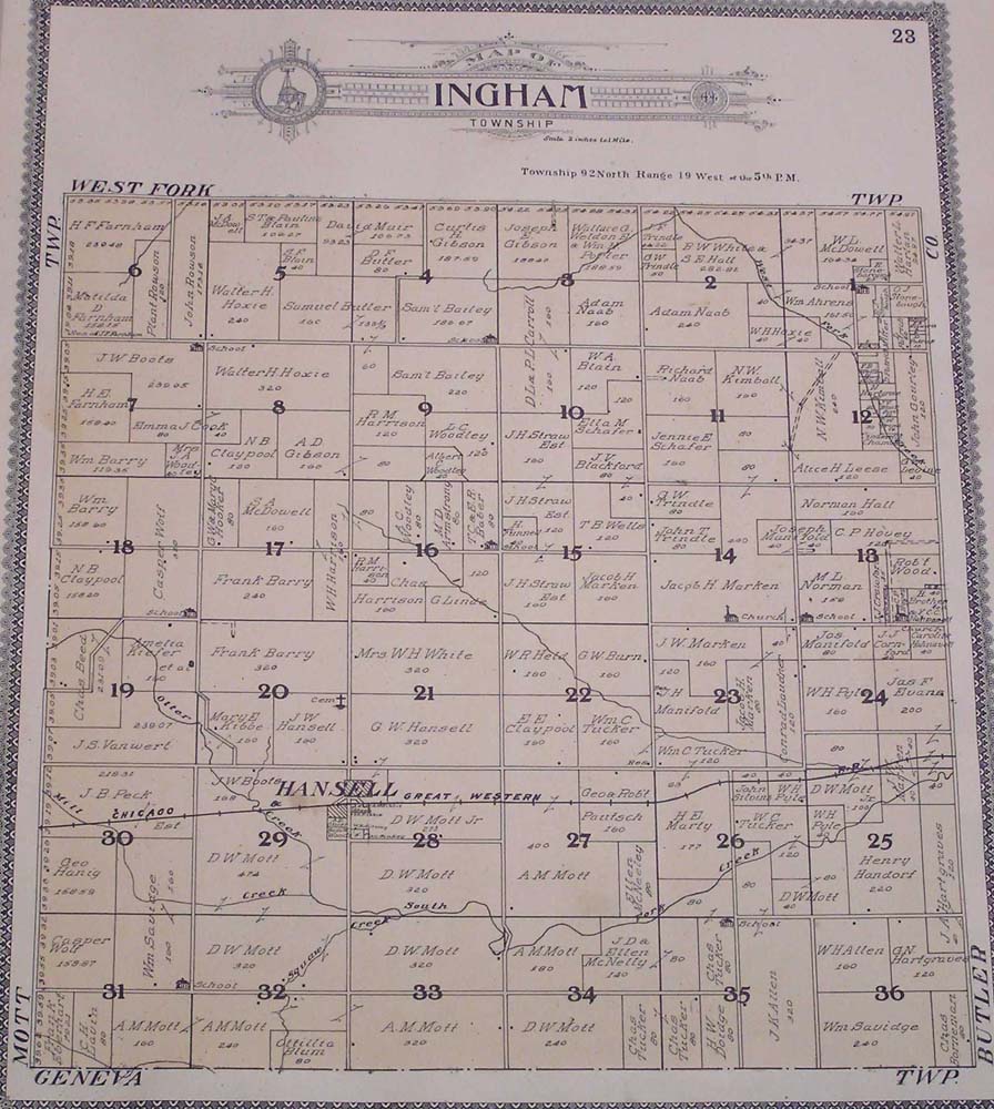 Franklin co. Iowa 1908 Plat Map
