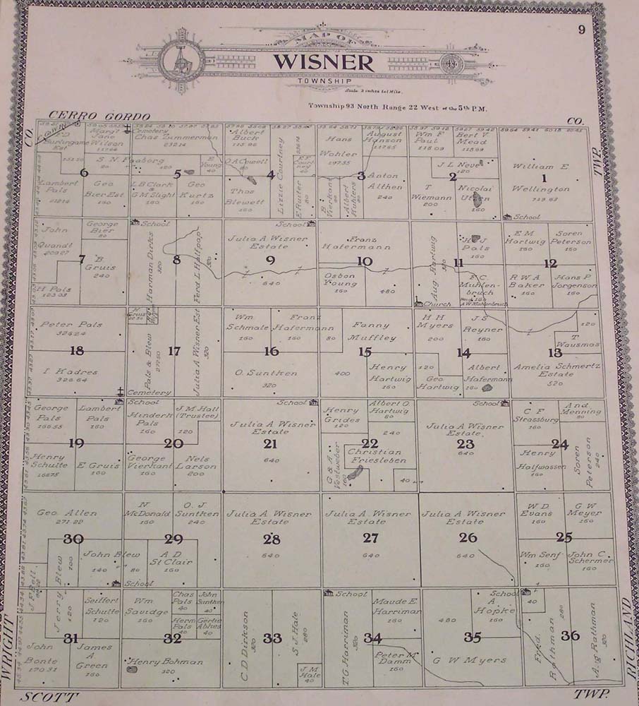 Franklin co. Iowa 1908 Plat Map