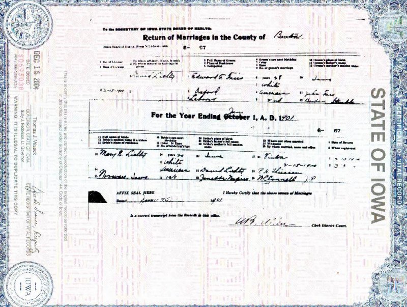 Johnson County Marriage License Index
