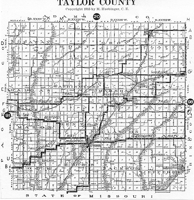 taylor county, iowa highways and railroads