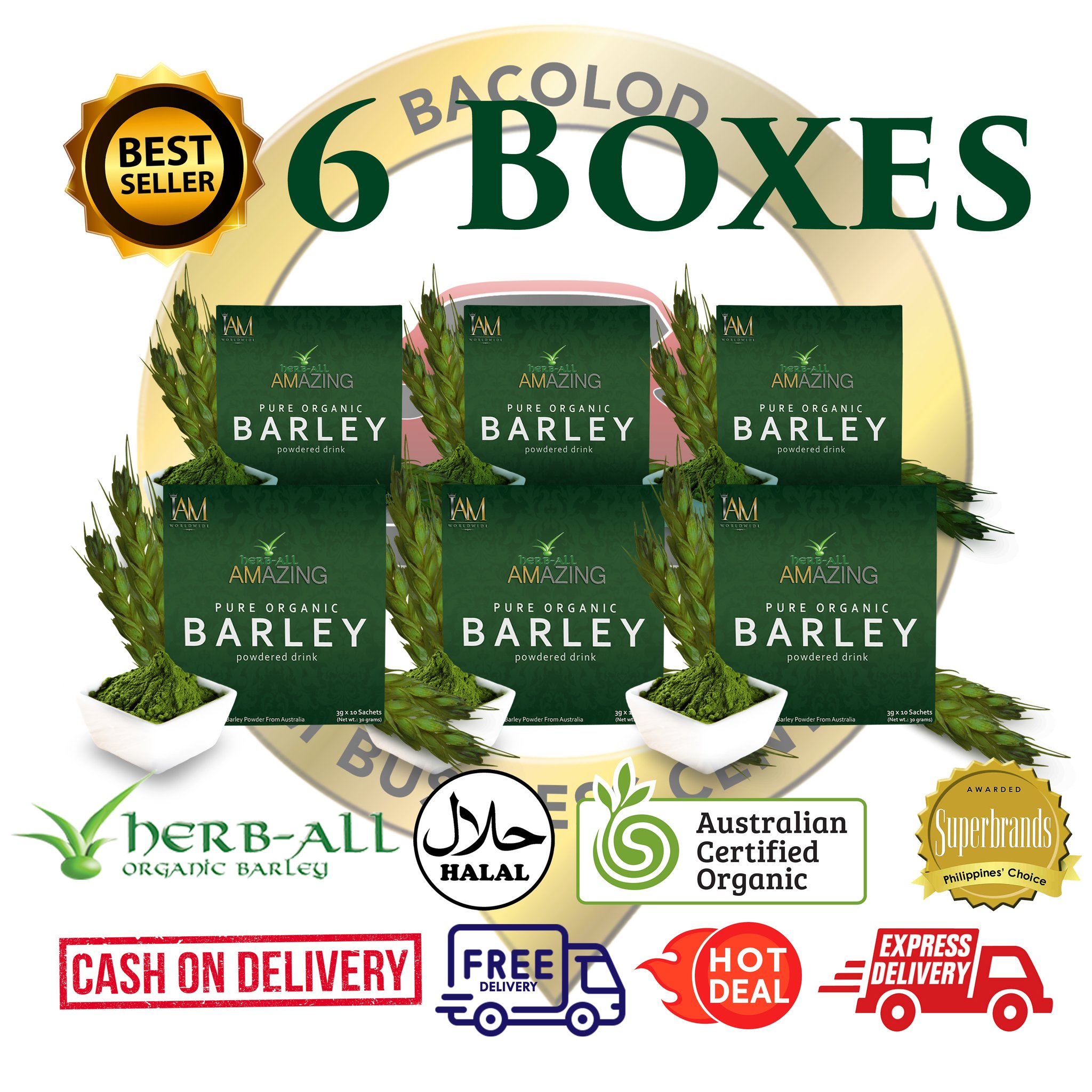 6 Boxes Amazing Pure Organic Barley Powder FAMILY PACK IAM Worldwide