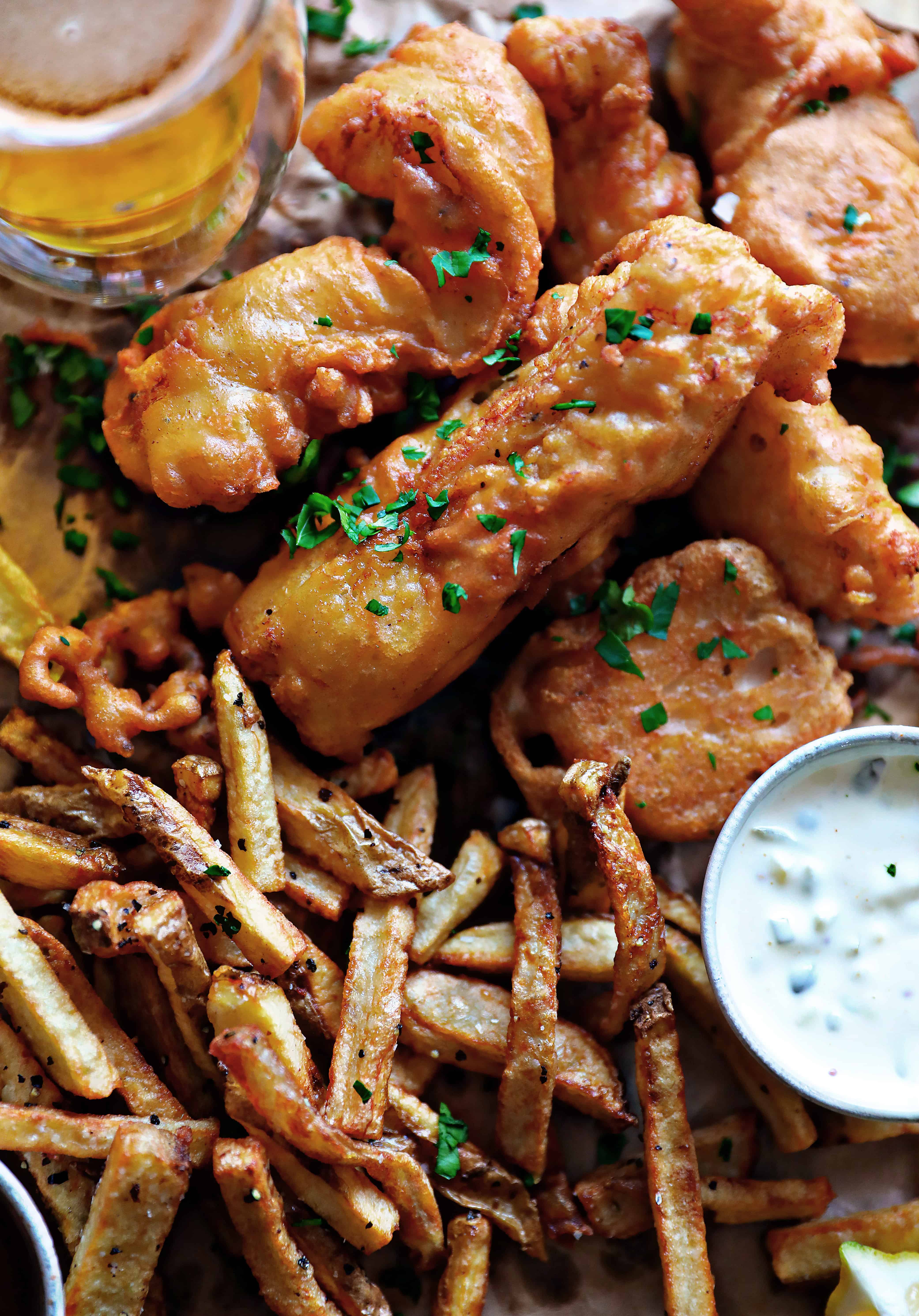 Fish And Chips Sauce Homemade Fish and chips with doublefried chips