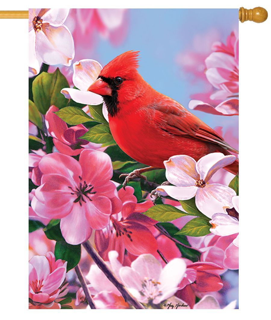 Cardinal Flowers House Flag I AmEricas Flags