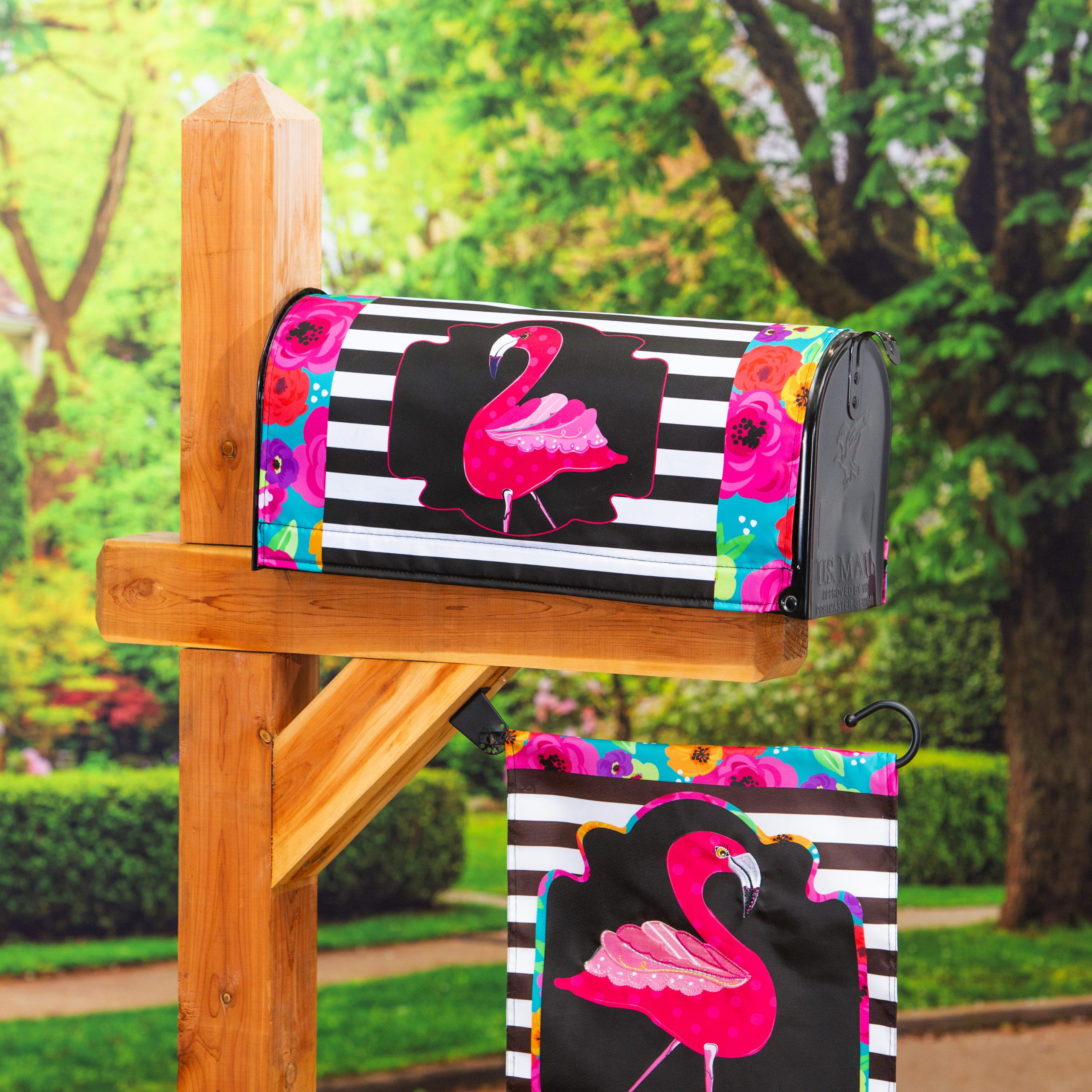 Flamingo Stripes Nylon Mailbox Cover I AmEricas Flags
