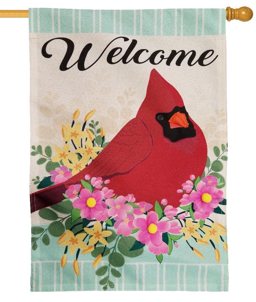 Linen Spring Cardinal Decorative House Flag I AmEricas Flags