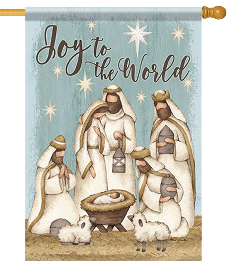 Nativity in Blue House Flag I AmEricas Flags